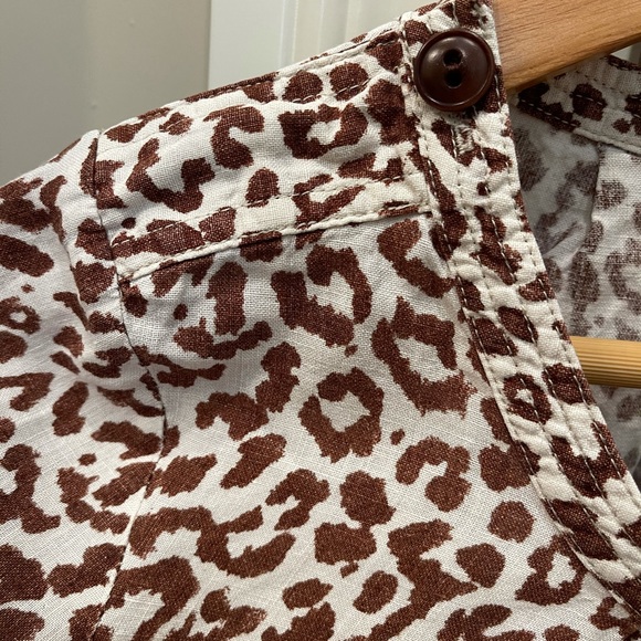 J. Crew animal print linen top 3/4 sleeve - Picture 3 of 8